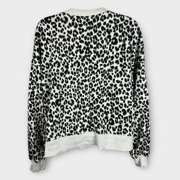 Old Navy boxy fit Leopard Half-Zip French Terry Sweatshirt Size Medium - Picture 3 of 8